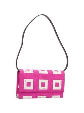 BVLGARI Shoulder Bag Canvas Pink Gold